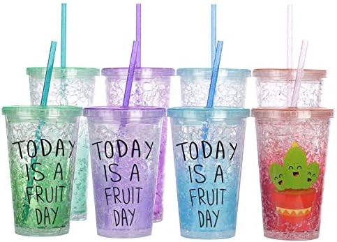 Dakoufish BPA-Free 12 Piece 11 Inch Reusable Clear Plastic Glitter Sparkle Drinking Straw Plus one Cleaning Brush (Yellow,11inch) - Image 5