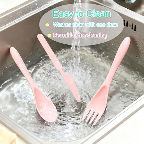 Wheat Straw Portable Cutlery Set Reusable Knife Fork Spoon Tableware - Image 5