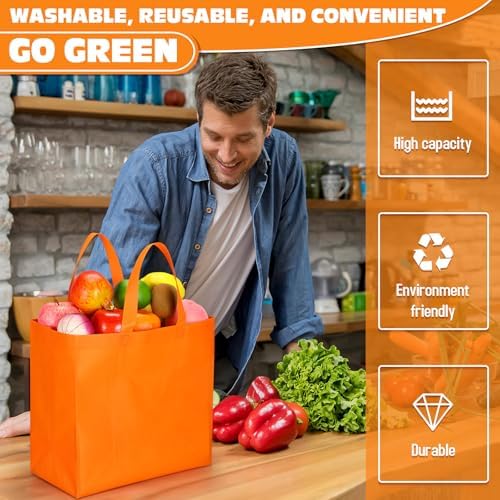 Windyun Reusable Grocery Bags Non Woven with Handles - Image 2