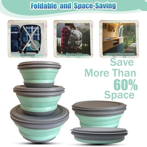 Collapsible Camping Bowl with Lid, Foldable Food Container - Image 4