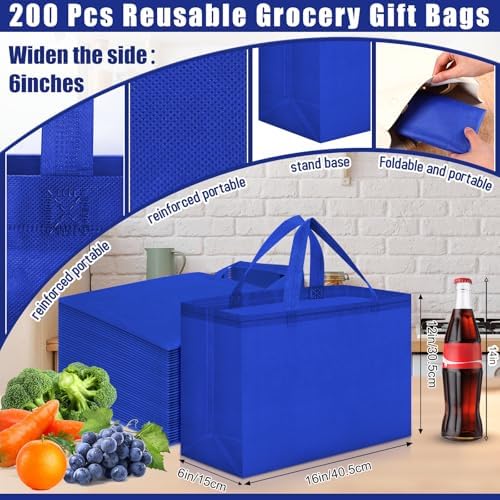Windyun Reusable Grocery Bags Large Non Woven Shopping Bags with Handles Foldable Portable Tote, 16x6x12 Inch - Image 2