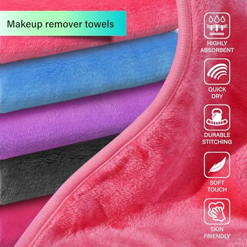 Nugilla Makeup Remover Cloth, 13x7 Inch Reusable Makeup Remover Towels, Microfiber Fast Drying Facial Washcloth, Soft Face Towels for Washing Face - Image 3