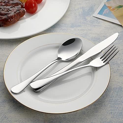 VANDBAO Portable Travel Utensils, Reusable Silverware with Case for Fixing Tableware, 9 Pieces Stainless Steel Stable Flatware Set, Camping Picnic Cutlery Set (Silver Set) - Image 4