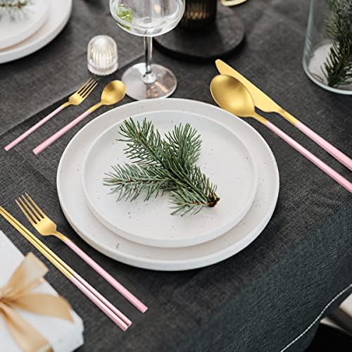 AARAINBOW 6 Pieces Stainless Steel Flatware Set Portable Reusable Cutlery Set Travel Utensils Set Including Chopsticks Knife Fork Spoon Straws Cleaning Brush Dishwasher Safe (B-Pink golden) - Image 6