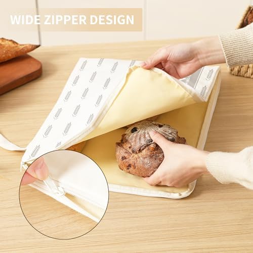 WiNDANCE 2 Pack Beeswax Bread Bags with Zipper, XL(13x17in) Sourdough Bread Storage for Homemade, Freezer Storage Bag to Keep Fresh, Cotton Beeswax Container, Baguette Bag with Liner Kitchen Baking - Image 7