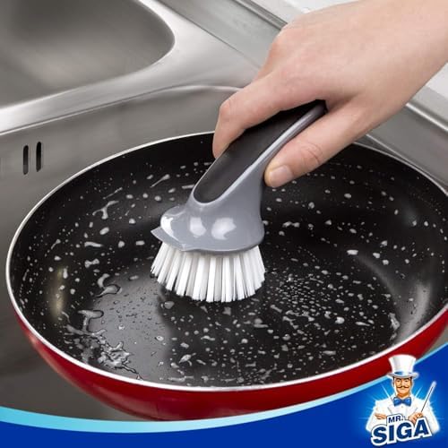 MR.SIGA Pot and Pan Cleaning Brush, Dish Brush for Kitchen, Gray, Pack of 2 - Image 6