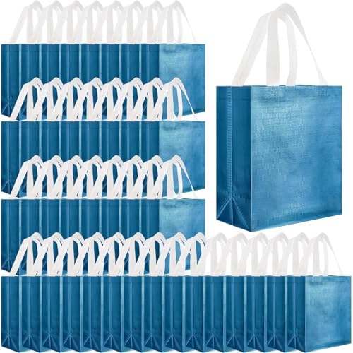 Eccliy 80 Pcs Reusable Gift Bags, Medium, Lake Blue by Eccliy