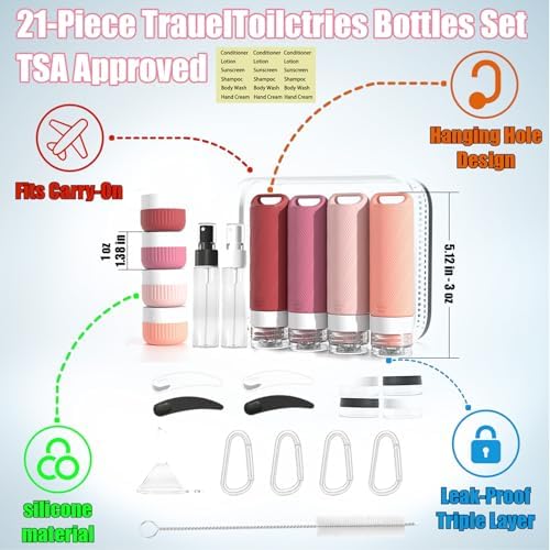 Travel Toiletry Containers 26Pcs Silicone Leakproof TSA Approved Set - Image 2