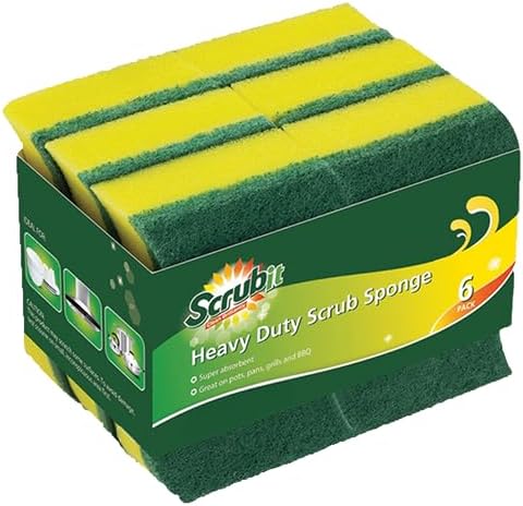 (6 Pack) Heavy Duty Scrub Sponges by SCRUBIT – Kitchen Dish, Sink and Bathroom Cleaning Scrubber Sponge - with Non-Smell Scouring Pad by SCRUBIT