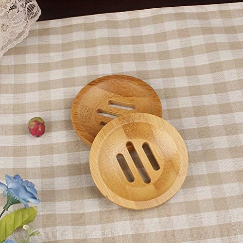 2pcs Bamboo Soap Dish Soap Tray,Round Bath Holder Bamboo Dish for Shower Wood Holder Saver Container Bathroom Storage Case for Bathroom Toilet Kitchen Hotel - Image 5