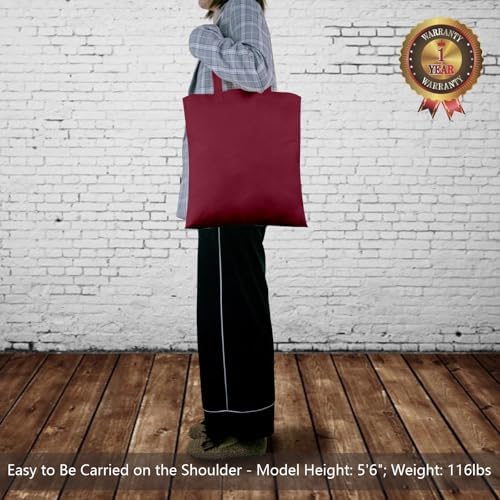 TOPDesign 6-Pack Economical 16"x15" Burgundy Cotton Tote Bags, Lightweight Medium Reusable Grocery Shopping Cloth Bags, Suitable for DIY, Advertising, Promotion, Gift, Activity - Image 3