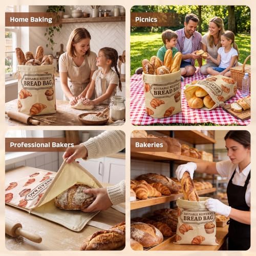 Beeswax Bread Bags Reusable, 2 Pack, 100% Cotton, XL 13 x 17 in, L-Zipper - Image 7