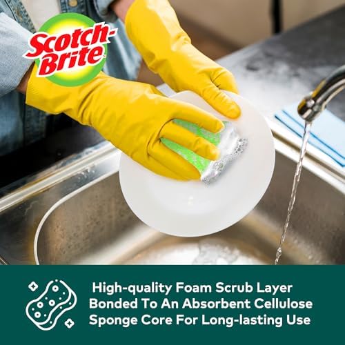 Scotch-Brite ocelo Non-Scratch Scrub Sponges, Assorted Designs, Scratch-Free for Nonstick Cookware & Dishes, Kitchen & Bathroom Use, Reusable Multi-Surface Cleaning Sponges (12 Count (Pack of 3)) - Image 6