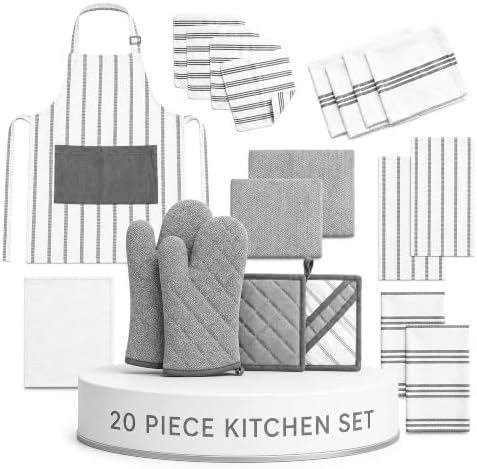 20Pc Kitchen Towels and Dishcloths Sets, Kitchen Essentials For Home- Grey by SaltEarth