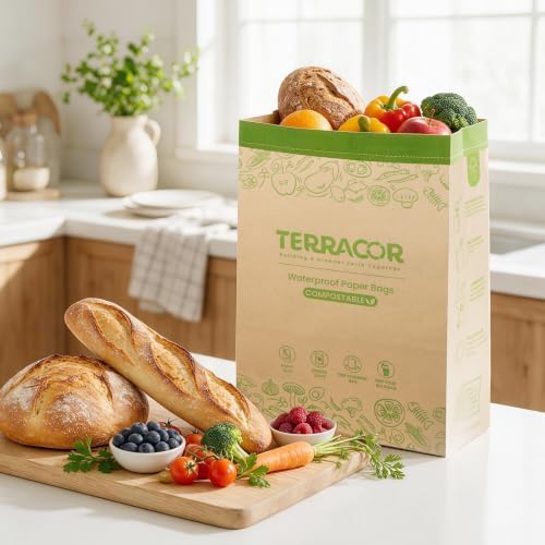 Compostable Paper Bag Leakproof Kitchen Food Waste Bag 30 Bags Waterproof Bin Liner with BPI Certified - Image 6