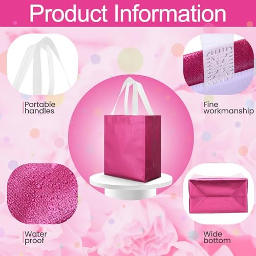 Eccliy 80 Pcs Reusable Gift Bags, Medium, Hot Pink - Image 4