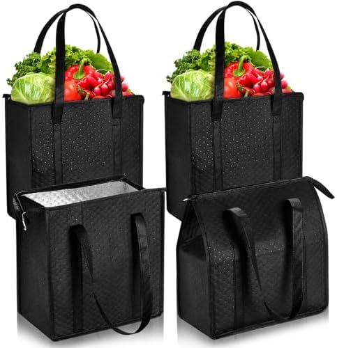Paterr 4 Pcs Insulated Grocery Bags Reusable, with Zipper by Paterr