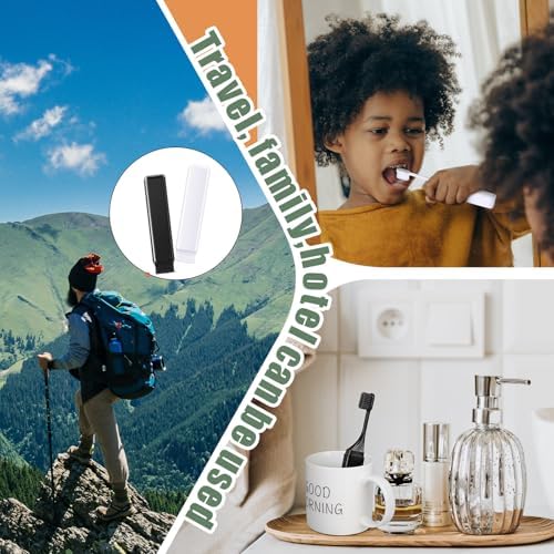 Patelai 2 Pcs Travel Toothbrush Mini Foldable with Case,Black White - Image 5