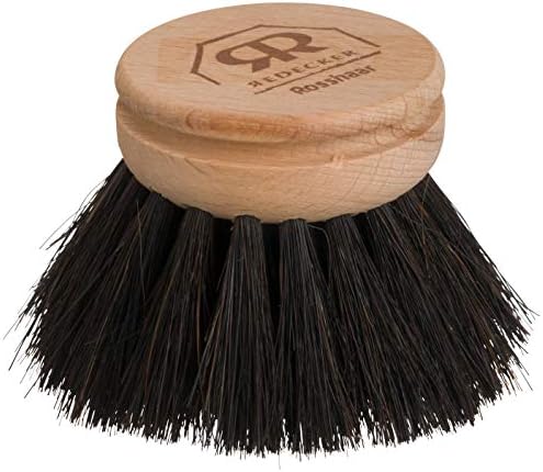 Redecker Dish Brush Replacement Head, Horsehair, 1-1/2 Inch Round – Soft Wooden Brush Head for Delicate Dishwashing, Made in Germany by Redecker