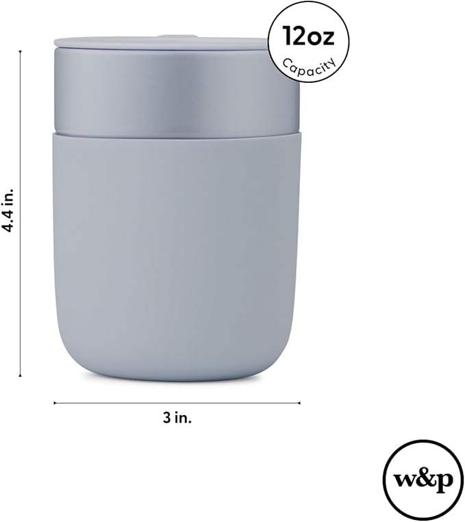 W&P Porter Ceramic Mug w/ Protective Silicone Sleeve, Terrazzo Blush 12 Ounces | On-the-Go | Reusable Cup for Coffee or Tea | Portable | Dishwasher Safe