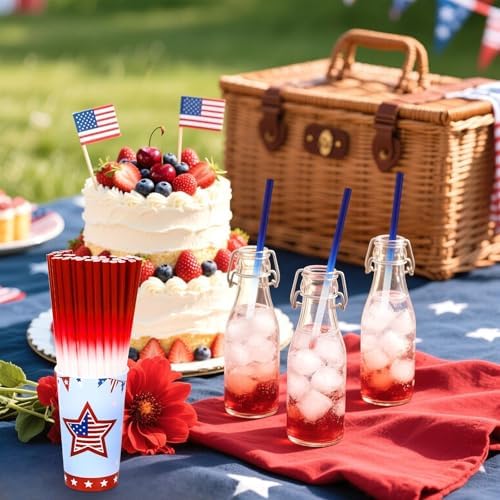 JANYUN 30 Pcs 4th of July Straws, Reusable Plastic Patriotic Straw - Image 5