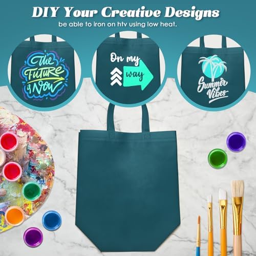 Reginary 100 PCS Non Woven Tote Bags Bulk,Dark Green - Image 7