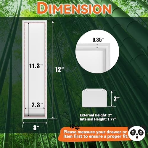Lixple Bamboo Kitchen Drawer Organizer, 2 Pack, 12" x 3" x 2", White - Image 2