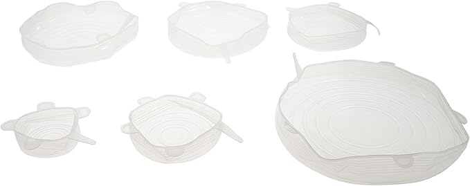 Cabilock Silicone Stretch Bowl Covers 6Pcs Reusable Food Storage Lids Flexible Sealed Lids for Bowls Cups and Containers Microwave Oven Fridge Use