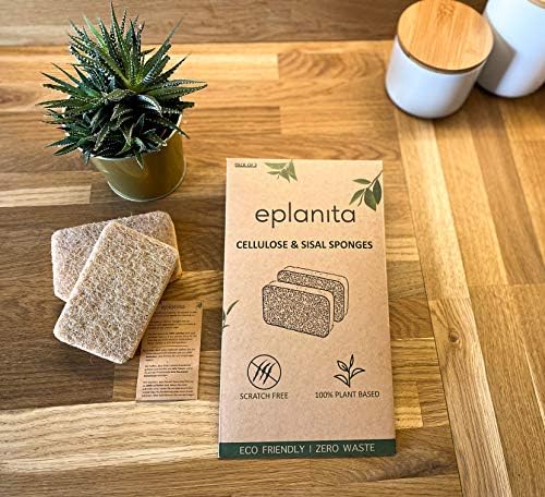 eplanita Natural Plant Based Scrub Sponges (3 Pack), Non-Scratch, Biodegradable Eco Scourers for Kitchen and Bathroom - Image 5