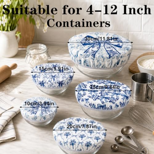 Sitsink Beeswax Bowl Covers Blue Bow Reusable Food Wrap 5 Pack - Image 2