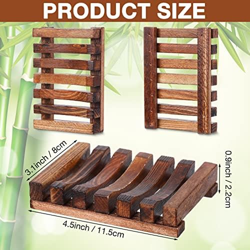 Skylety 50 Pieces Wooden Shower Soap Dish Bulk Soap Holder, Brown Color - Image 2