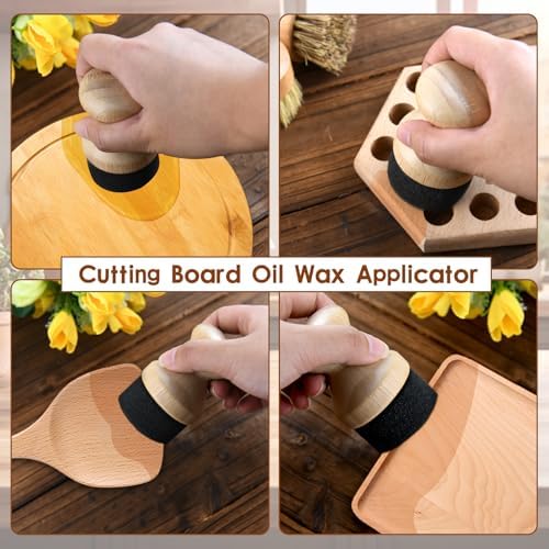 3 Pcs Cutting Board Oil Wax Applicator and Scrub Brush Set - Image 3