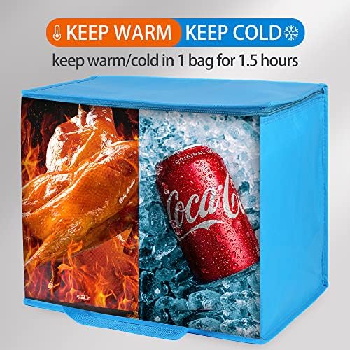 Bodaon 1-Pack Insulated Reusable Grocery Shopping Bags, X-Large Picnic Cooler Bag with Top Cold, Blue - Image 3