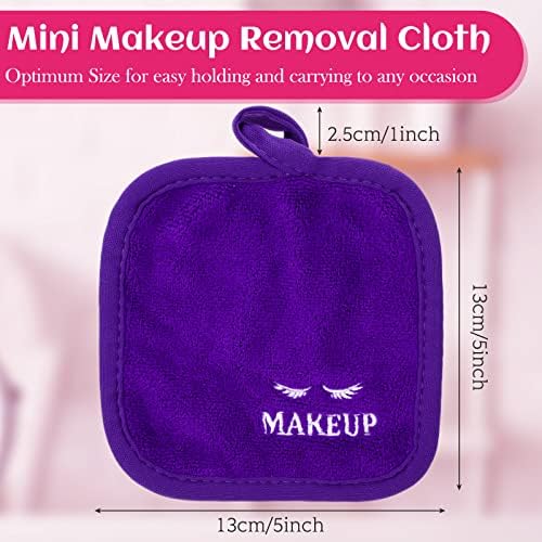 Queekay 48 Pcs Makeup Remover Cloths Reusable Washable Remover Pads Soft Microfiber Face Towels Facial Cleansing Cloths for Face Hand Eye Lips Bathroom Gift for Women 5 x 5 Inch(Multicolor) - Image 2