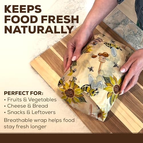2 Pack - XL 19" x 19" - 5 Sq Ft - Beeswax Bread Wraps, Total 5 Sq Ft Coverage, Eco-Friendly Alternative to Plastic Wrap for Bread Storage, Bowls & Food Storage (Classic) - Image 6