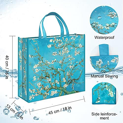 NymphFable Almond Blossom Shopping Bags, 6 Pack Reusable Grocery Tote Bag - Image 4