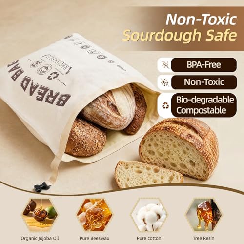 XL Beeswax Bread Bags for Homemade Sourdough,Set of 2 - Image 5