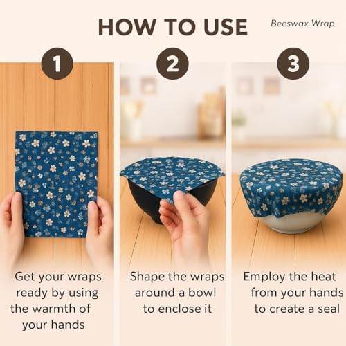 Reusable Beeswax Food Wraps 9-Pack | Organic Eco-Friendly Sustainable Plastic-Free for Sandwiches, Bread, Produce & Leftovers | Zero Waste Food Storage Variety Pack (1XL, 3M, 5S) - Image 5