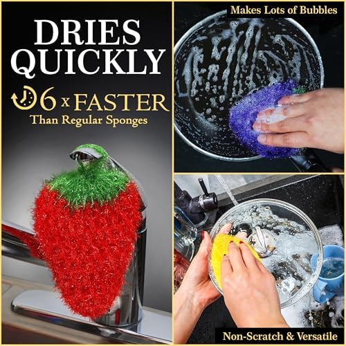 Dish Scrubbie Non-Scratch Dish Scrubber-Long Lasting & Odorless, Safe on Non-Stick, Cast Iron, Glass and Other Surfaces, Reusable Kitchen Sponge Alternative for Kitchen, Bathroom & Floors (Pack of 5) - Image 4
