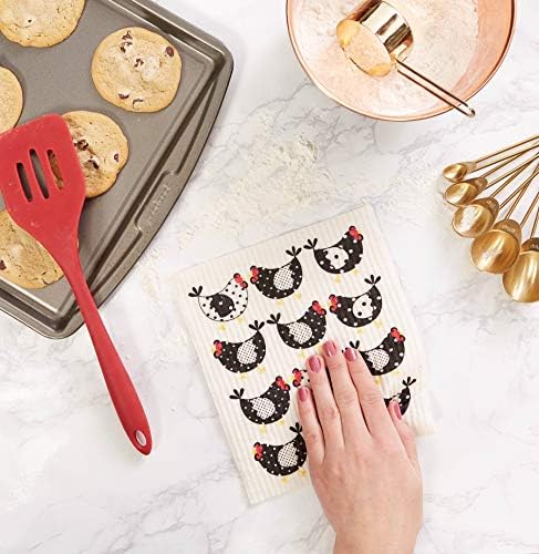 DII Swedish Dishcloths for Kitchen & Cleaning, Reusable, Machine Washable & Dishwasher Safe, Biodegradable, 7.75 x 6.75, Chickens, 3 Piece - Image 4
