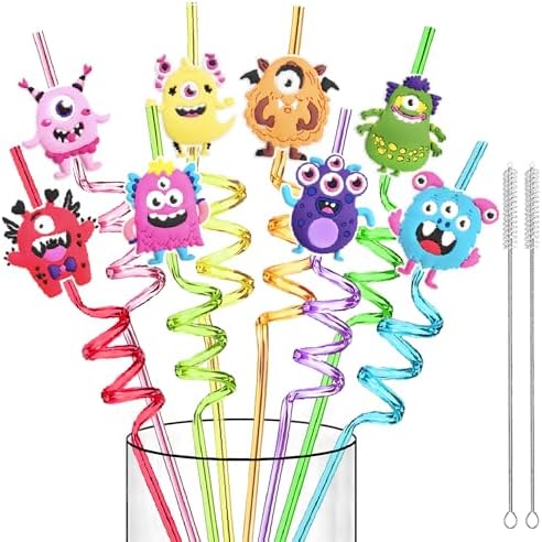 24 Reusable Monster Silly Crazy Straws for Kids School Birthday Party Favor by Unknown