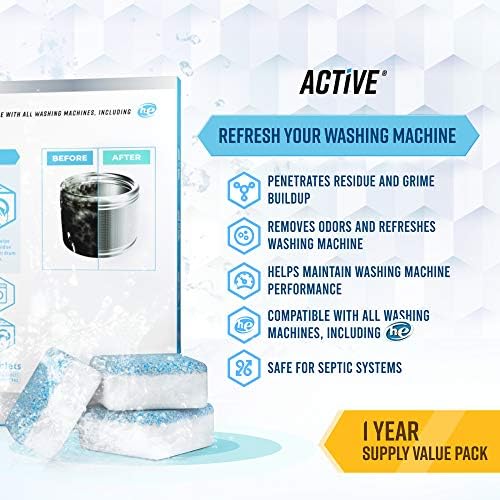 Washing Machine Cleaner Descaler 24 Pack - Deep Cleaning Tablets For HE Front Loader & Top Load Washer, Septic Safe Eco-Friendly Deodorizer, Clean Inside Drum and Laundry Tub Seal - 12 Month Supply - Image 2