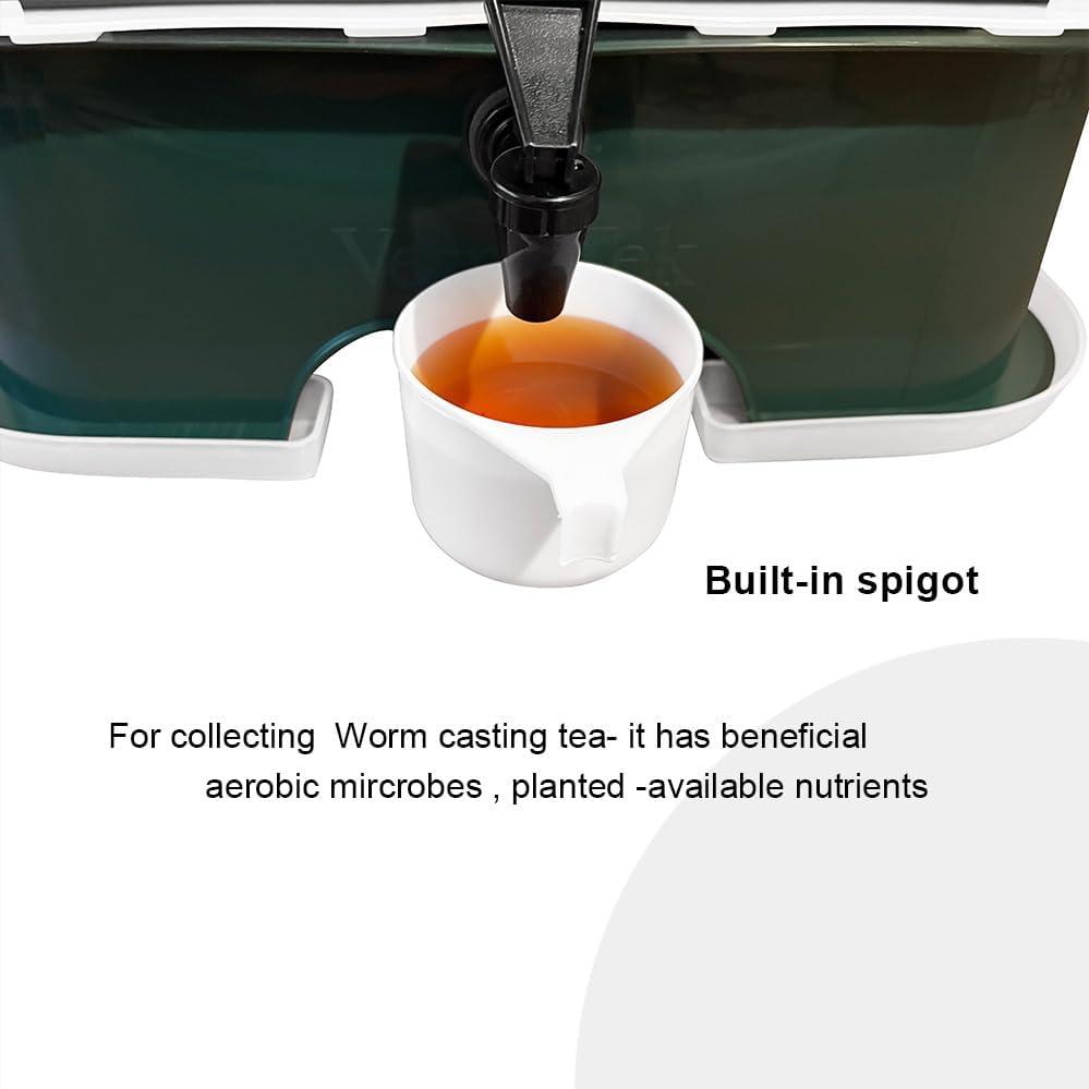 The Original VermiHut® Plus 5-Tray Worm Compost Bin – Indoor & Outdoor Vermicomposting System, Continuous Flow Food Waste Recycler for Organic Composting & Gardening - Dark Green - Image 5