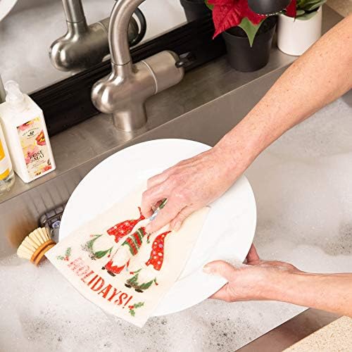 DII Swedish Dishcloths for Kitchen & Cleaning, Reusable, Machine Washable & Dishwasher Safe, Biodegradable, 7.75 x 6.75, Gnome Holidays, 3 Piece - Image 4