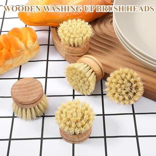 10 Pcs Bamboo Dish Brush Replacement Heads Wooden Washing Up-Brush Heads Bamboo Dish Scrubber Brush Kitchen Wood-Dish Scrubbers Washing Up Brush-Heads for Cleaning Kitchen Utensils - Image 5