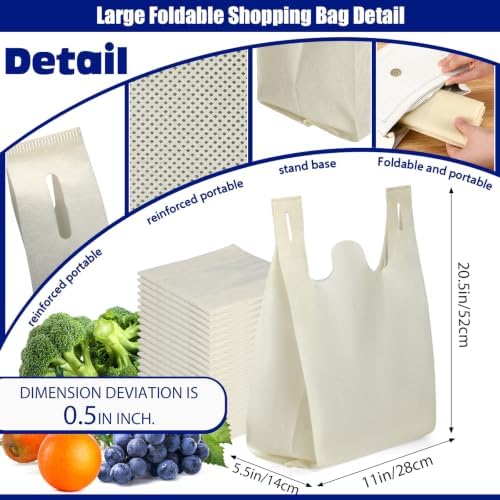 Windyun Large Grocery T-shirt Bags Bulk Reusable Non Woven Shopping Bag Foldable Gift Tote with Handle, 20.5x11x5.5 Inch - Image 3