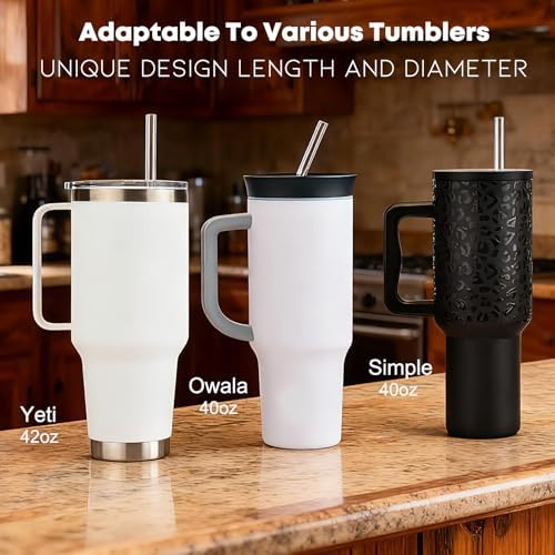 ALINK 10 Pcs Replacement Straws for Stanley 40 oz 30 oz Tumbler, 12 inch Long Reusable Tritan Plastic Clear Tumbler Straws for Stanley Cup, Owala 40 oz, Yeti 42 oz Accessories with Brush - Image 4