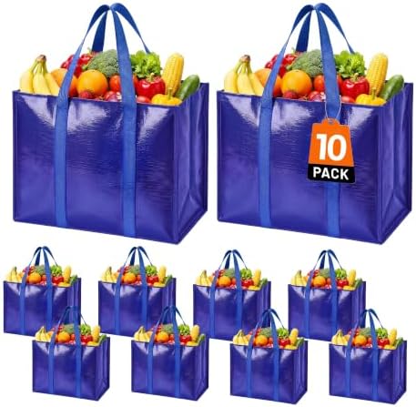 Reusable Grocery Bags, Waterproof & Foldable Shopping Bags Stand Upright by WiseLife
