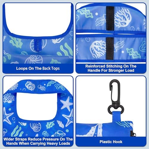 HOLYLUCK Reusable Grocery Bags,Heavy Duty Foldable Shopping Tote Bag (Standard, 3 Starfish) - Image 4