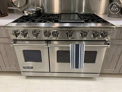 HONEST WEAVE GOTS Certified Organic Cotton Kitchen Hand and Dish Towel Sets - Oversized 20x30 inches, Fully Hemmed, in Designer Colors, 6-Pack, Black Stripe - Image 5